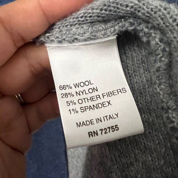 A.Ida Blue Colorblock Made in Italy Wool One Button Long Cardigan Womens Small - Picture 5 of 6